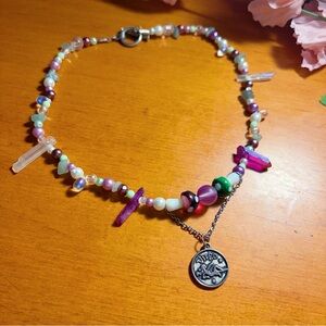 Handmade Virgo Witchy Astrology Crystal Mushroom Choker Necklace